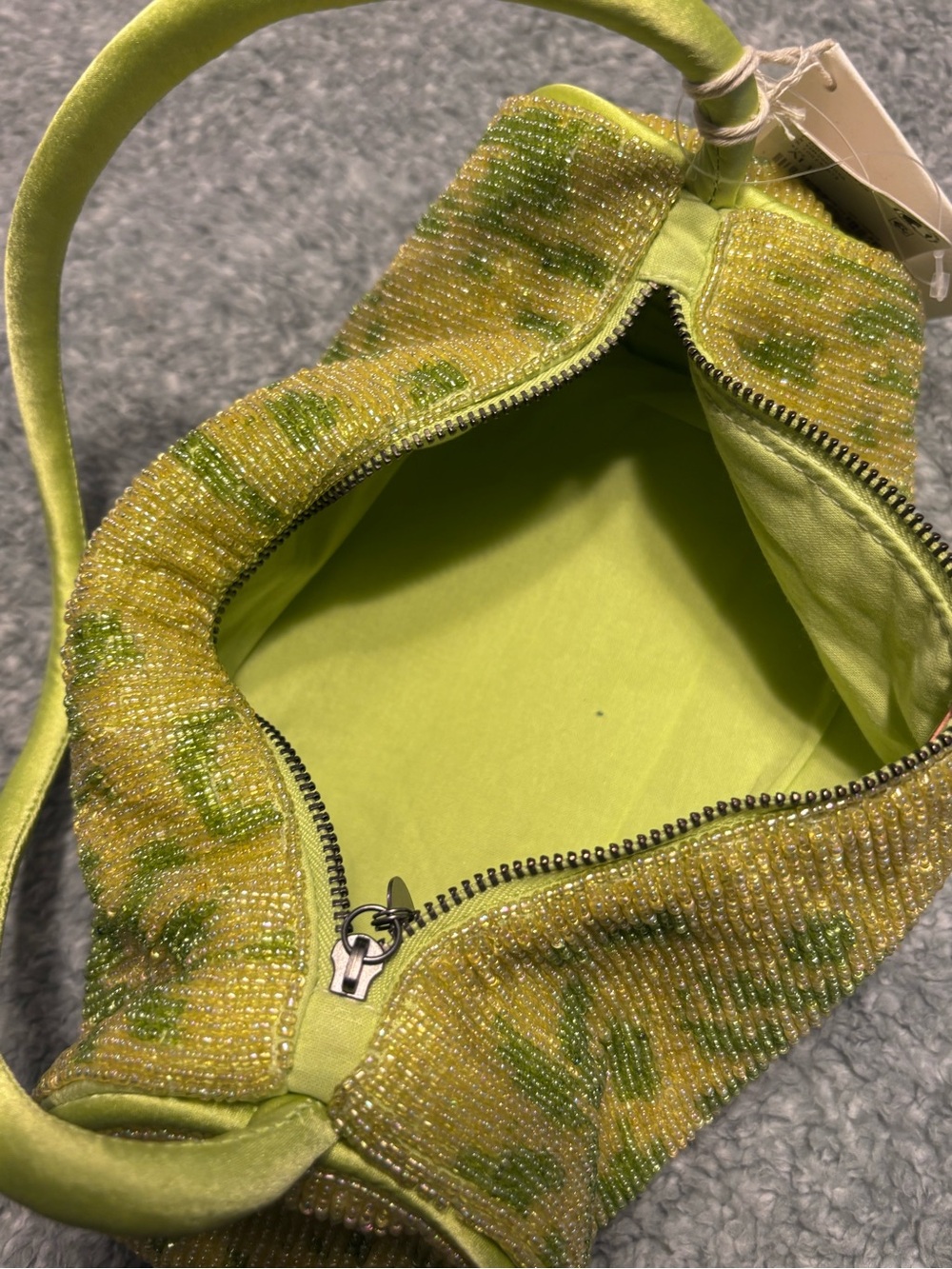Free People Lime Green Beaded Shoulder Bag NWT